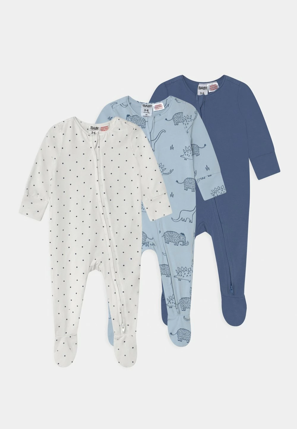 Cotton On Première Qualité LONG SLEEVE ZIP ROMPER 3 PACK UNISEX - Grenouillère cadeaux de naissance col rond 3 Cotton On Première Qualité LONG SLEEVE ZIP ROMPER 3 PACK UNISEX - Grenouillère cadeaux de naissance col rond